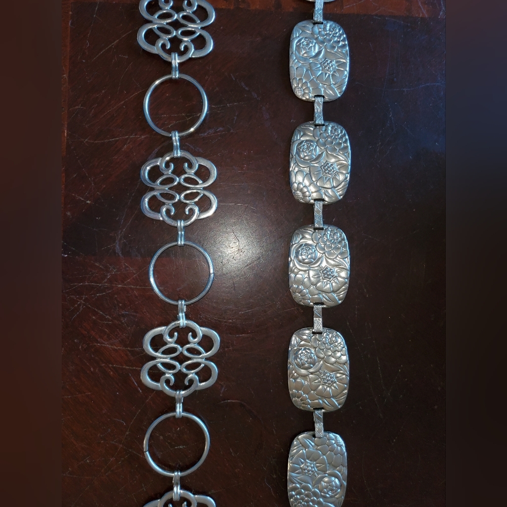 Silver Floral and Geometric Metal Belts